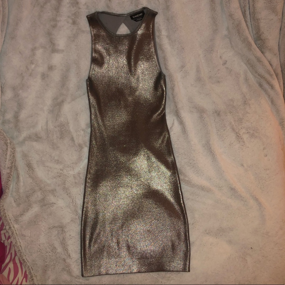Bebe Gray Metallic Dress